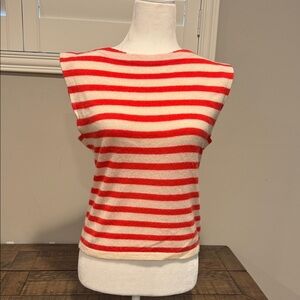 NONAME 100% Cashmere Red and White Striped Tank Top